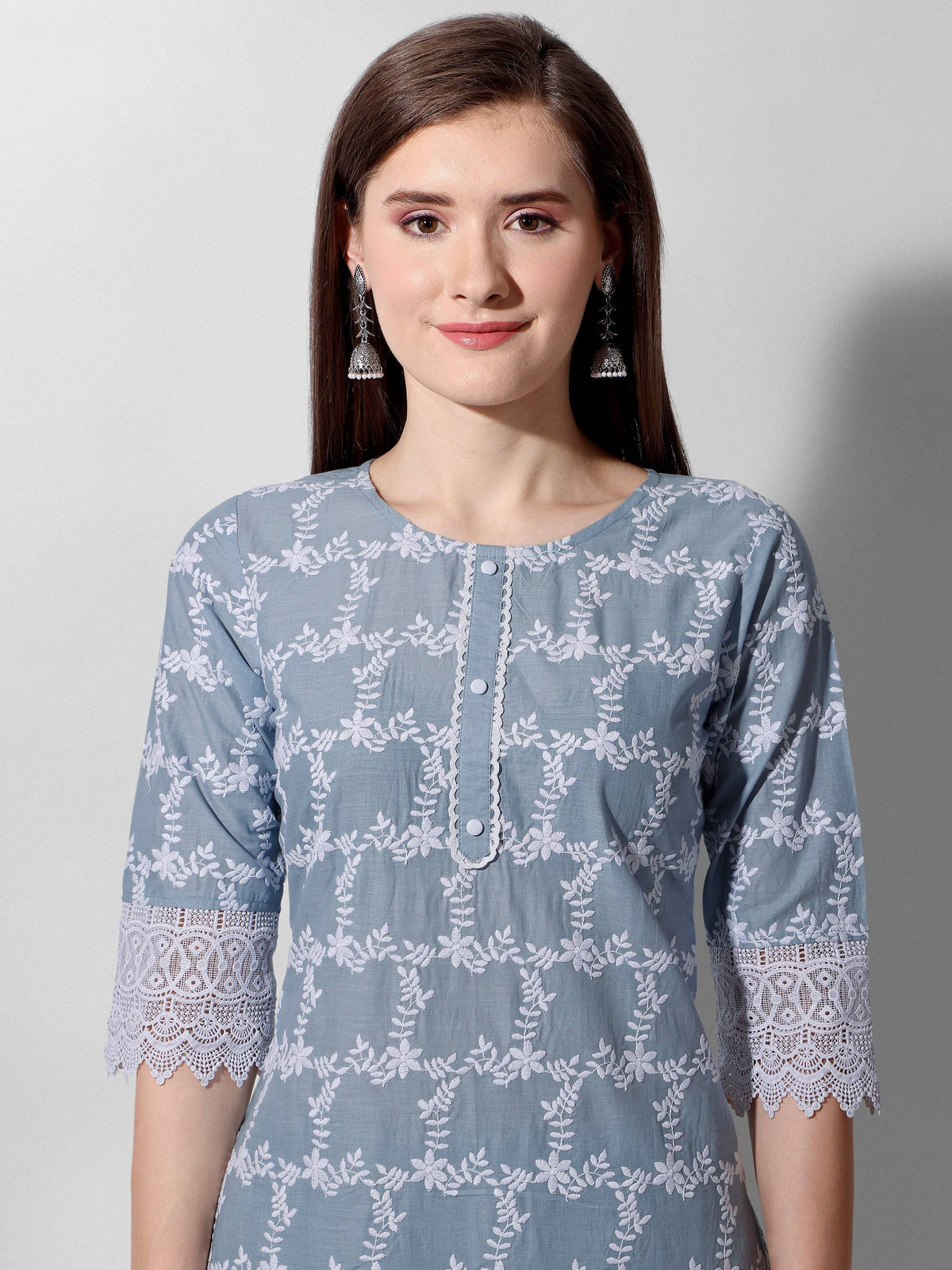 Embroidered Kurta With Pant And Dupatta Set, Multicolor - Hiral Fashion | Grocsy