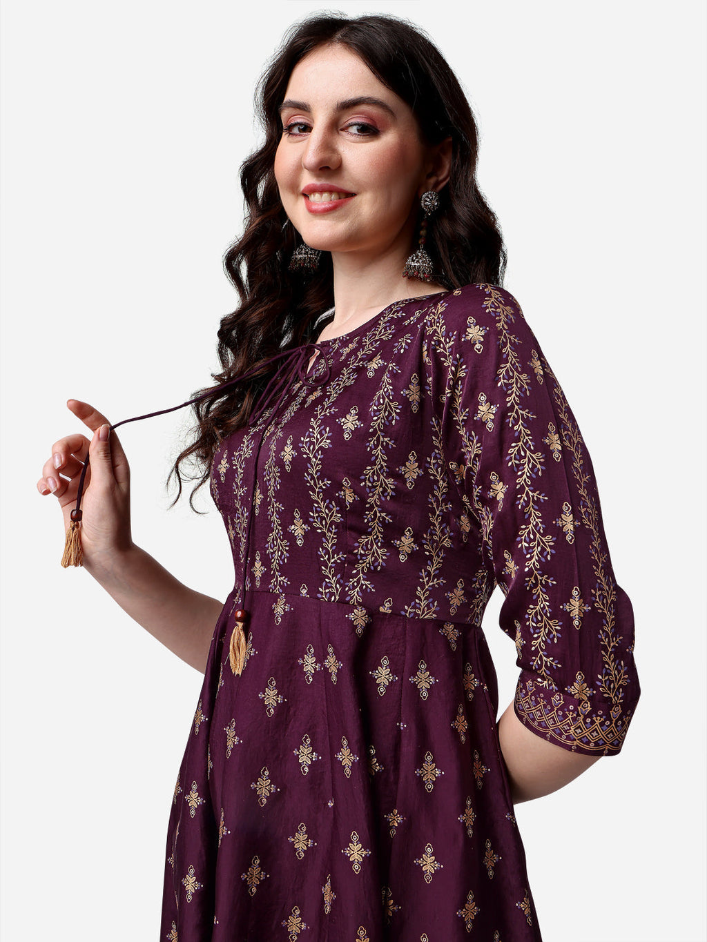 Anarkali Printed Kurta With Pant & Dupatta Set, Multicolor - Hiral Fashion | Grocsy