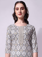 Printed Kurta With Pant & Printed Dupatta Set, Multicolor - Hiral Fashion | Grocsy