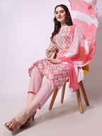 Printed Kurta With Pant & Printed Dupatta Set, Multicolor - Hiral Fashion | Grocsy
