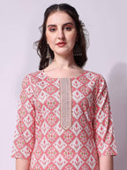Printed Kurta With Pant & Printed Dupatta Set, Multicolor - Hiral Fashion | Grocsy