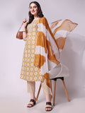 Printed Kurta With Pant & Printed Dupatta Set, Multicolor - Hiral Fashion | Grocsy