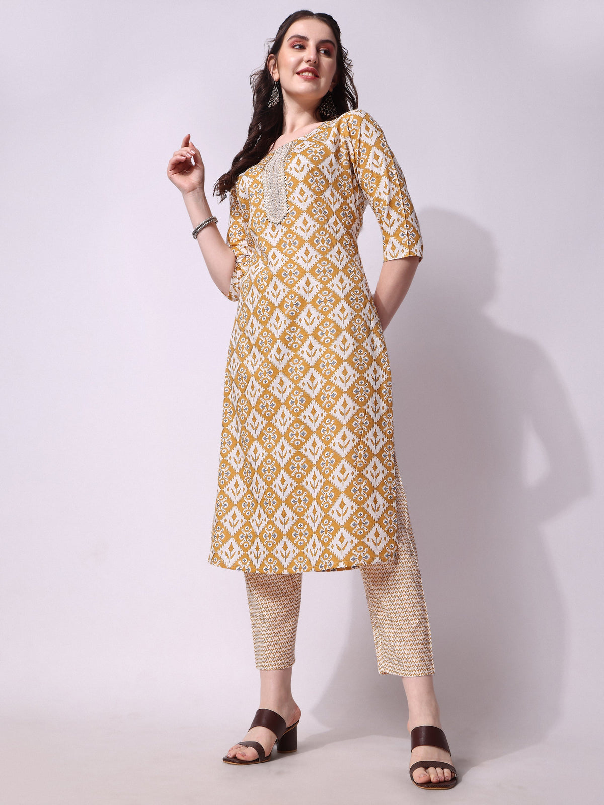 Printed Kurta With Pant & Printed Dupatta Set, Multicolor - Hiral Fashion | Grocsy