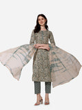 Floral Printed Kurta With Pant And Dupatta Set, Multicolor - Hiral Fashion | Grocsy
