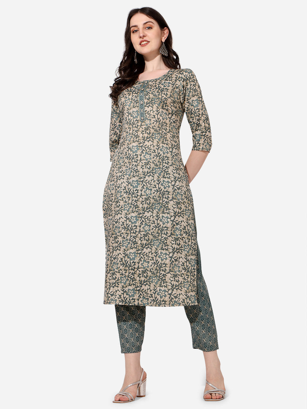 Floral Printed Kurta With Pant And Dupatta Set, Multicolor - Hiral Fashion | Grocsy