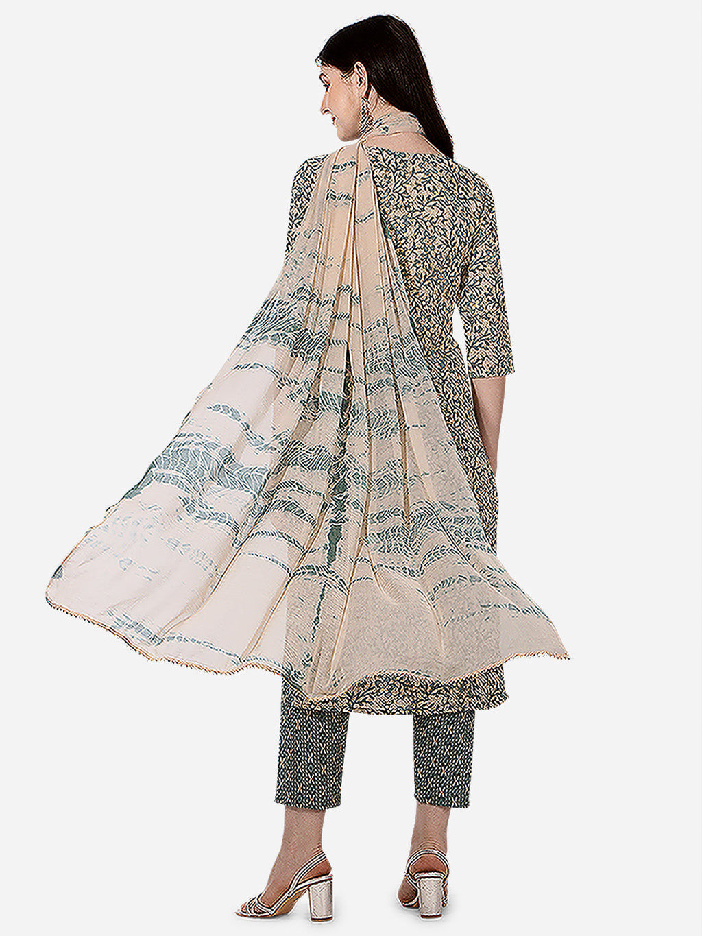 Floral Printed Kurta With Pant And Dupatta Set, Multicolor - Hiral Fashion | Grocsy