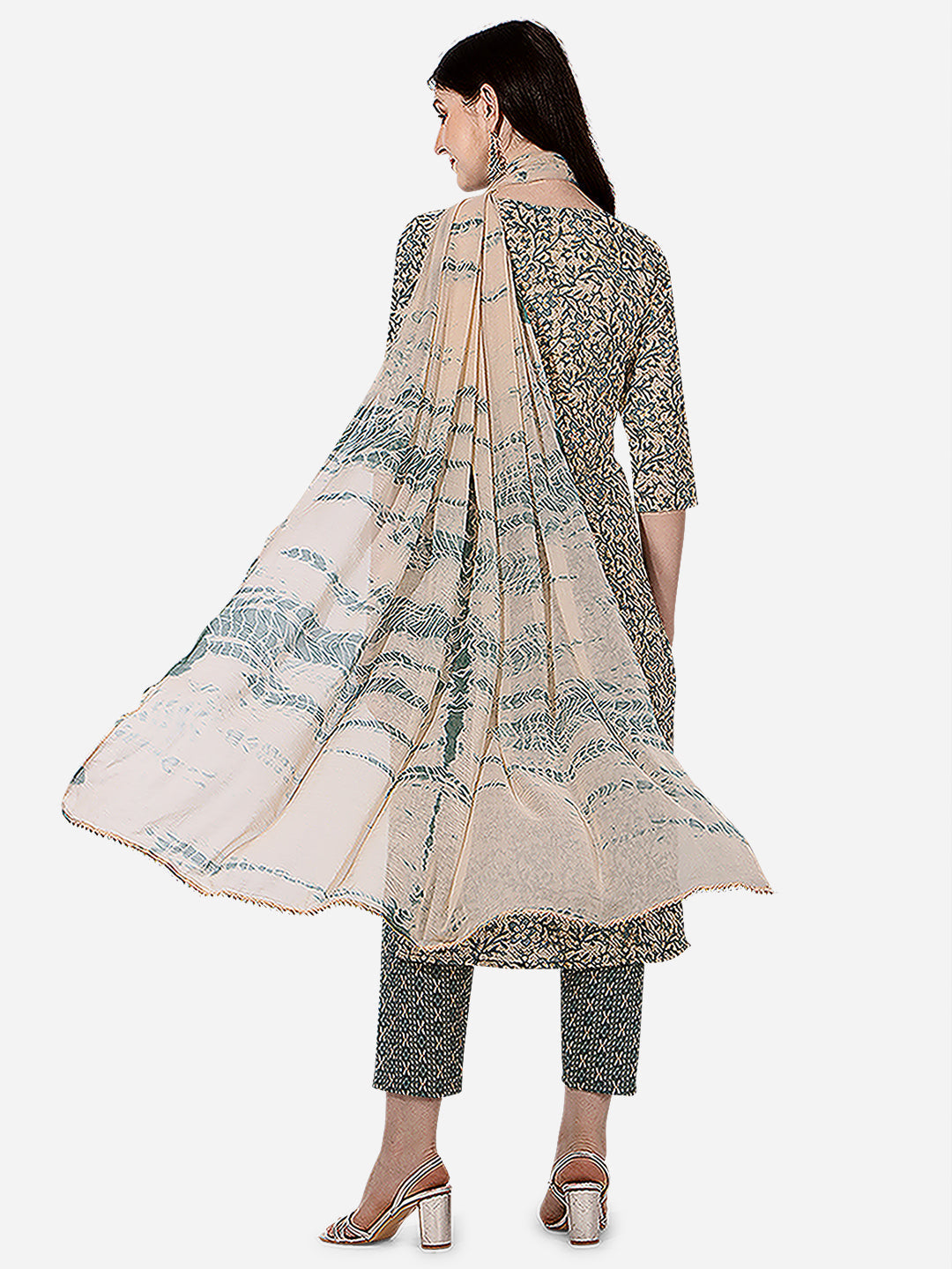 Floral Printed Kurta With Pant And Dupatta Set, Multicolor - Hiral Fashion | Grocsy