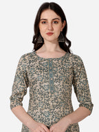 Floral Printed Kurta With Pant And Dupatta Set, Multicolor - Hiral Fashion | Grocsy