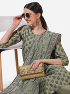 Floral Printed Kurta With Pant And Dupatta Set, Multicolor - Hiral Fashion | Grocsy