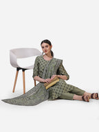 Floral Printed Kurta With Pant And Dupatta Set, Multicolor - Hiral Fashion | Grocsy