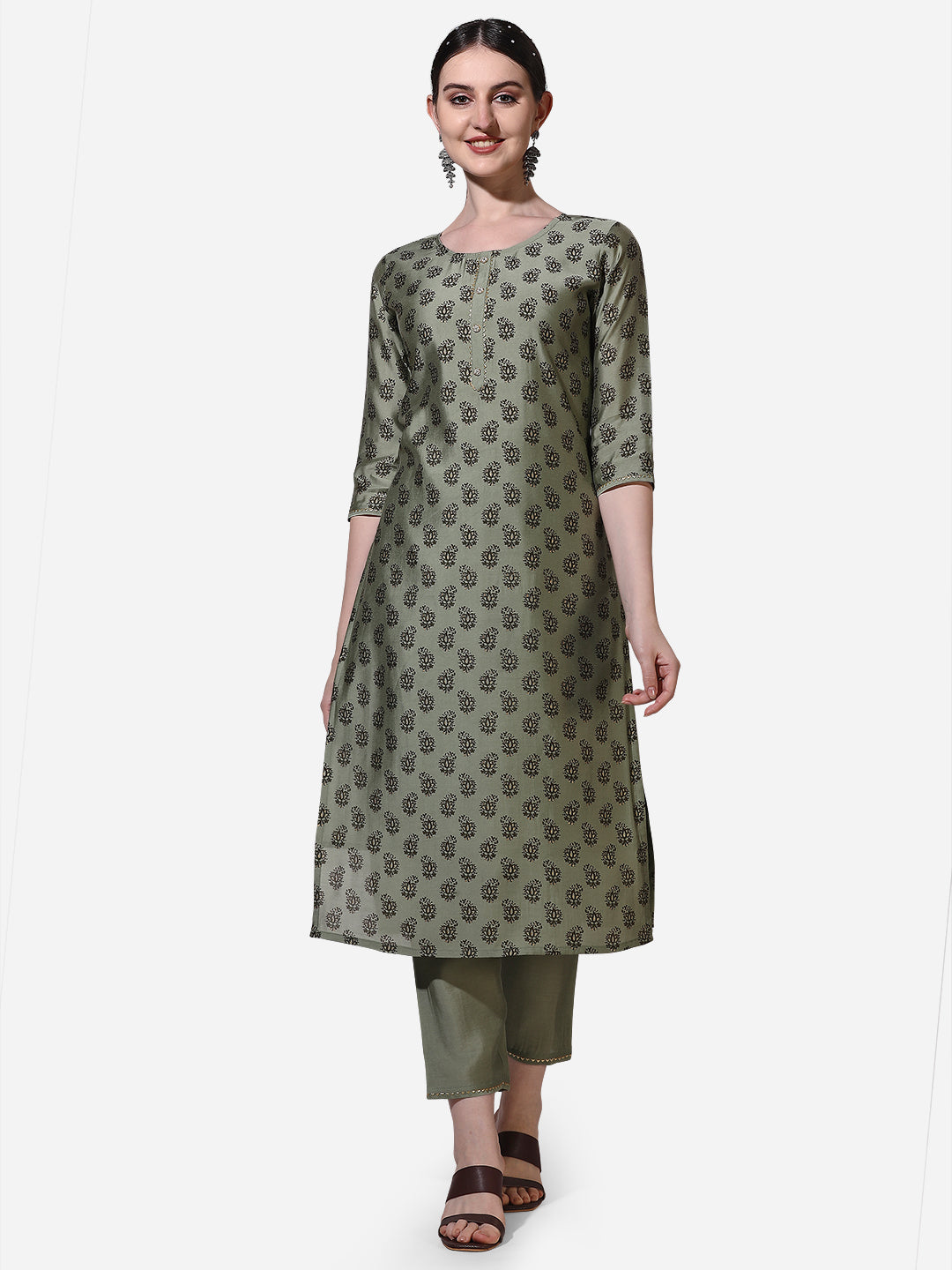 Floral Printed Kurta With Pant And Dupatta Set, Multicolor - Hiral Fashion | Grocsy
