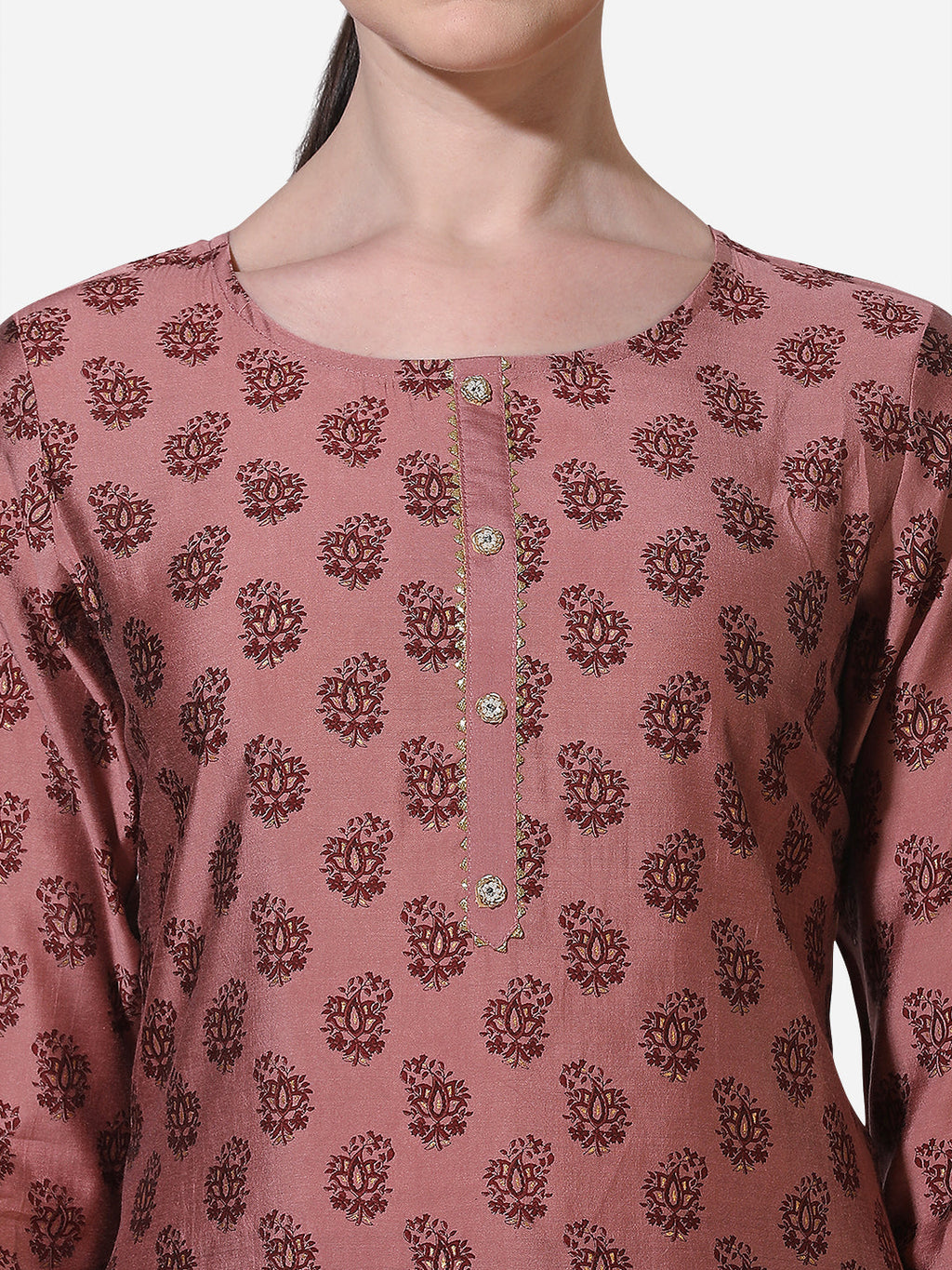Floral Printed Rust Kurta With Pant And Dupatta Set, Multicolor - Hiral Fashion | Grocsy