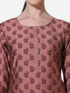 Floral Printed Rust Kurta With Pant And Dupatta Set, Multicolor - Hiral Fashion | Grocsy