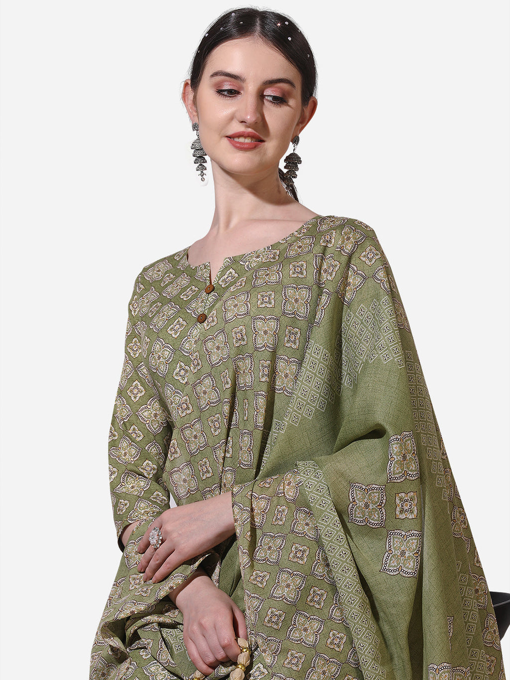 Floral Printed Kurta With Pant And Dupatta Set, Multicolor - Hiral Fashion | Grocsy