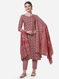 Floral Printed Kurta With Pant And Dupatta Set, Multicolor - Hiral Fashion | Grocsy