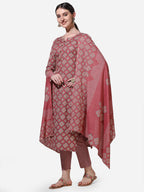 Floral Printed Kurta With Pant And Dupatta Set, Multicolor - Hiral Fashion | Grocsy