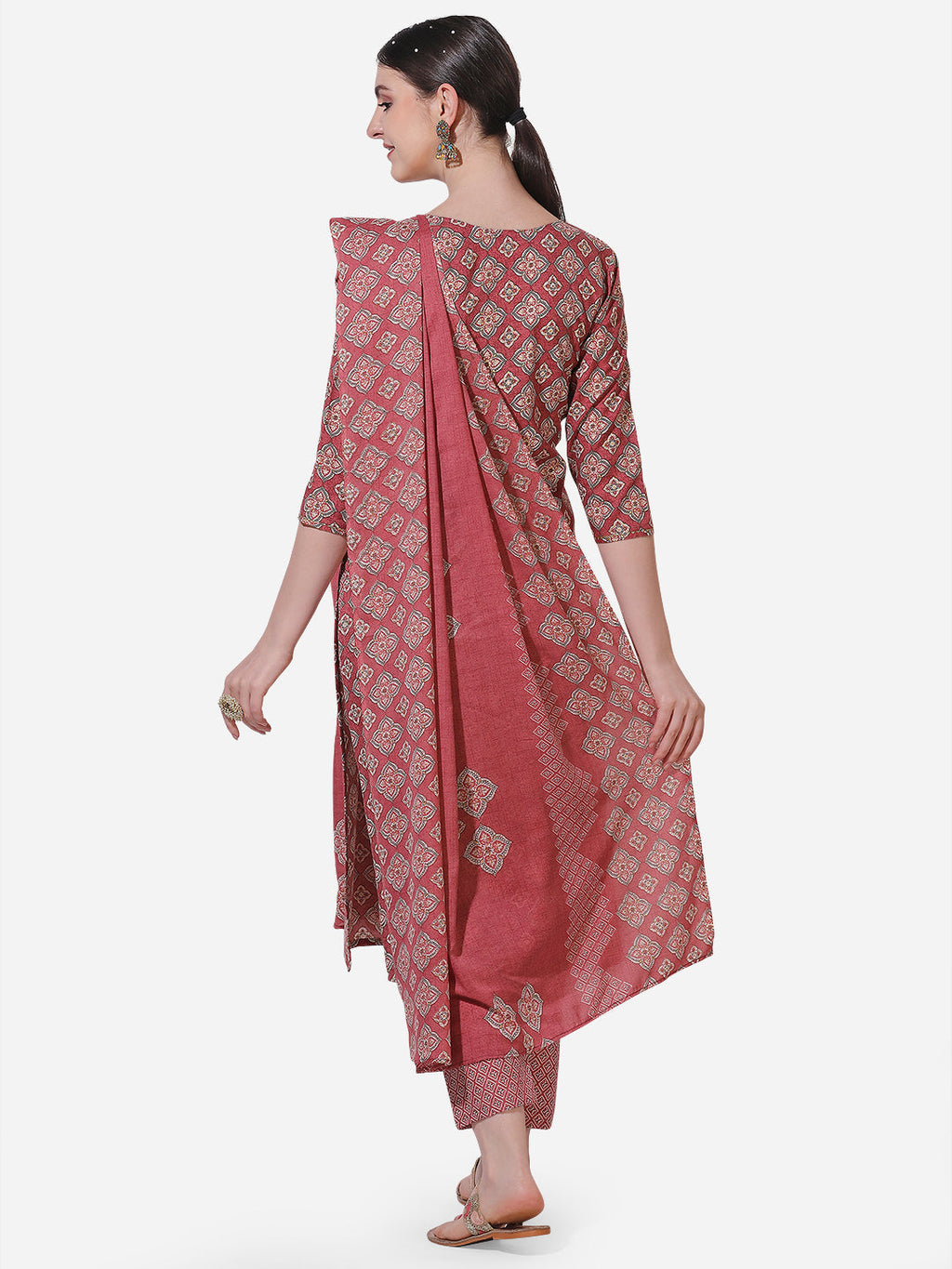 Floral Printed Kurta With Pant And Dupatta Set, Multicolor - Hiral Fashion | Grocsy