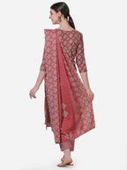 Floral Printed Kurta With Pant And Dupatta Set, Multicolor - Hiral Fashion | Grocsy