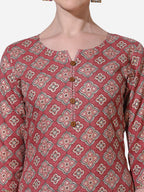 Floral Printed Kurta With Pant And Dupatta Set, Multicolor - Hiral Fashion | Grocsy