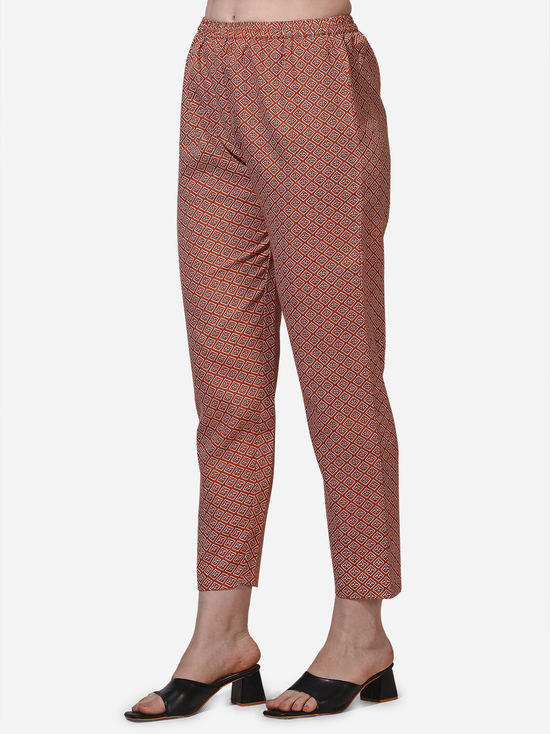 Floral Printed Rust Kurta With Pant And Dupatta Set, Multicolor - Hiral Fashion | Grocsy