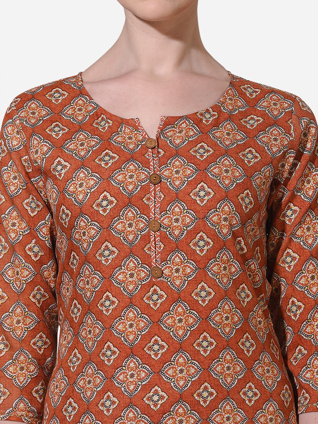 Floral Printed Rust Kurta With Pant And Dupatta Set, Multicolor - Hiral Fashion | Grocsy