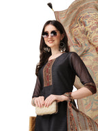 Embroidered And Printed Kurta With And Dupatta Set, Multicolor - Hiral Fashion | Grocsy