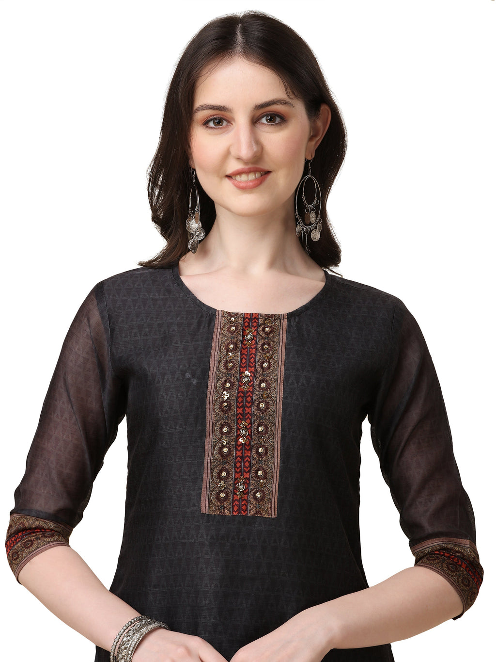 Embroidered And Printed Kurta With And Dupatta Set, Multicolor - Hiral Fashion | Grocsy
