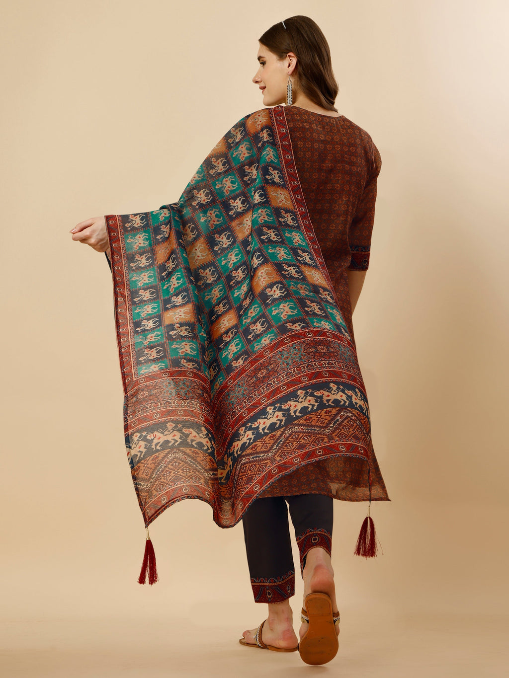 Printed Kurta With Pant And Printed Dupatta Set, Multicolor - Hiral Fashion | Grocsy