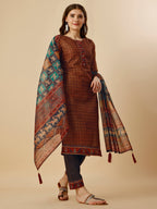 Printed Kurta With Pant And Printed Dupatta Set, Multicolor - Hiral Fashion | Grocsy
