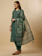 Printed Kurta With Pant And Dupatta Set, Multicolor - Hiral Fashion | Grocsy