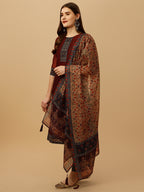 Embroidered And Printed Kurta With Pant And Dupatta Set, Multicolor - Hiral Fashion | Grocsy