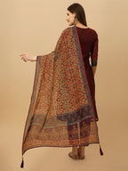 Embroidered And Printed Kurta With Pant And Dupatta Set, Multicolor - Hiral Fashion | Grocsy