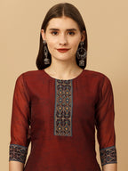 Embroidered And Printed Kurta With Pant And Dupatta Set, Multicolor - Hiral Fashion | Grocsy