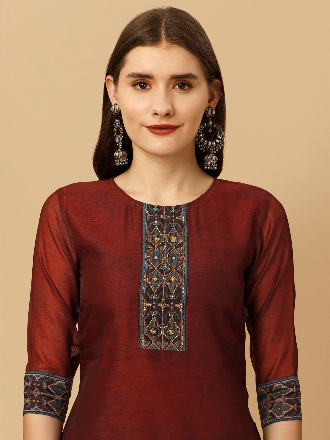 Embroidered And Printed Kurta With Pant And Dupatta Set, Multicolor - Hiral Fashion | Grocsy