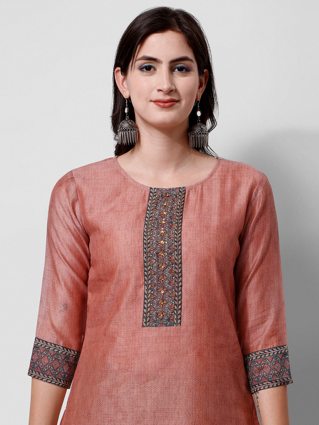 Embroidered Kurta With Pant And Dupatta Set, Multicolor - Hiral Fashion | Grocsy