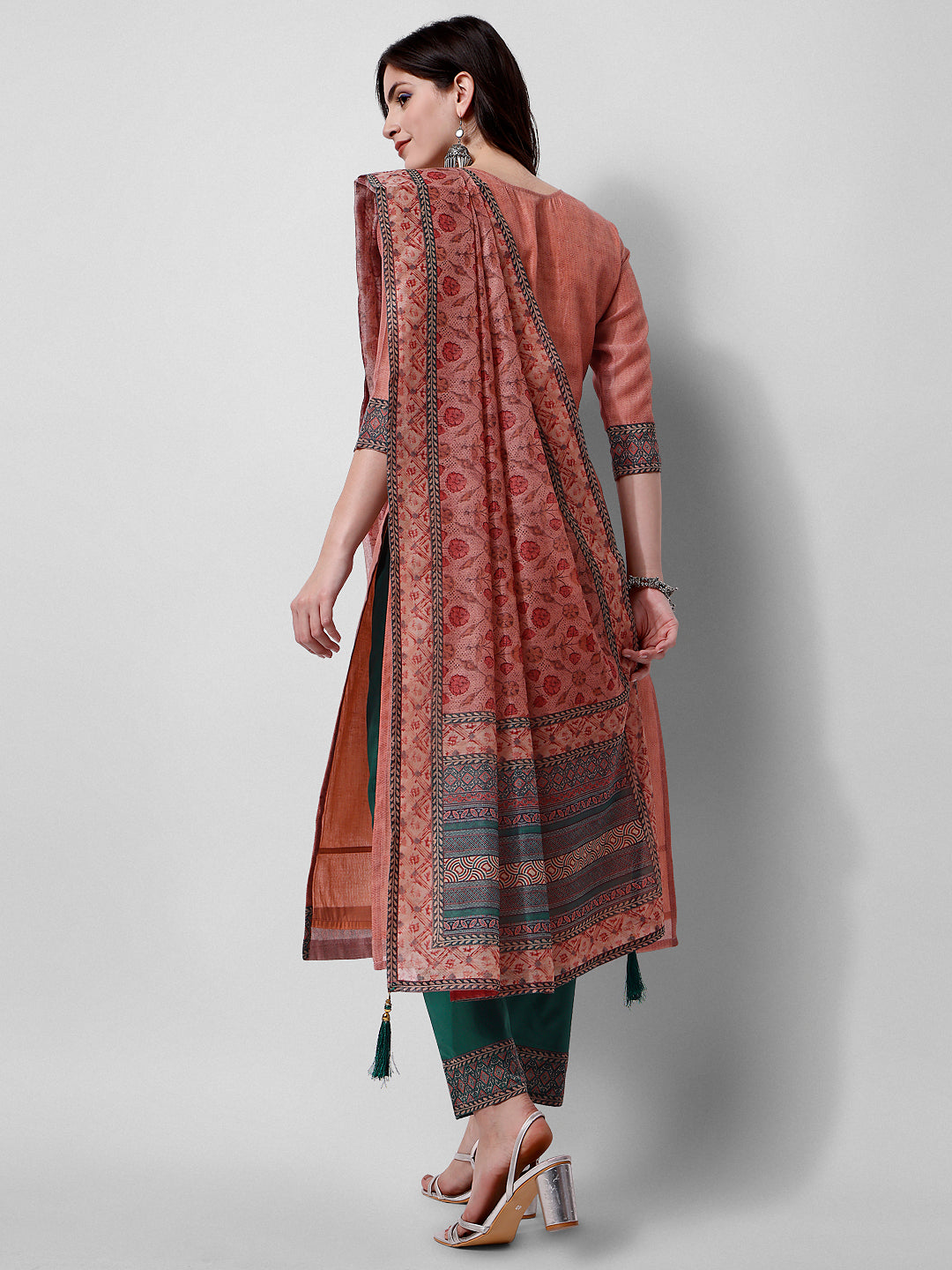 Embroidered Kurta With Pant And Dupatta Set, Multicolor - Hiral Fashion | Grocsy