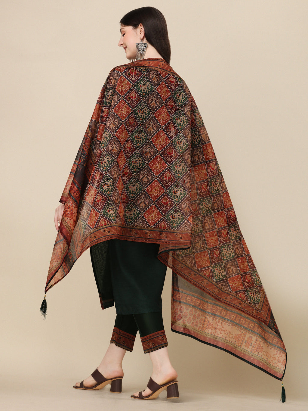 Hand Embroidered Kurta With Pant And Dupatta Set, Multicolor - Hiral Fashion | Grocsy
