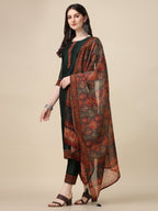 Hand Embroidered Kurta With Pant And Dupatta Set, Multicolor - Hiral Fashion | Grocsy