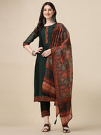 Hand Embroidered Kurta With Pant And Dupatta Set, Multicolor - Hiral Fashion | Grocsy
