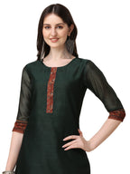Hand Embroidered Kurta With Pant And Dupatta Set, Multicolor - Hiral Fashion | Grocsy
