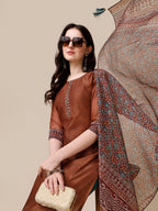 Kurta With Pant And Printed Dupatta Set, Multicolor - Hiral Fashion | Grocsy