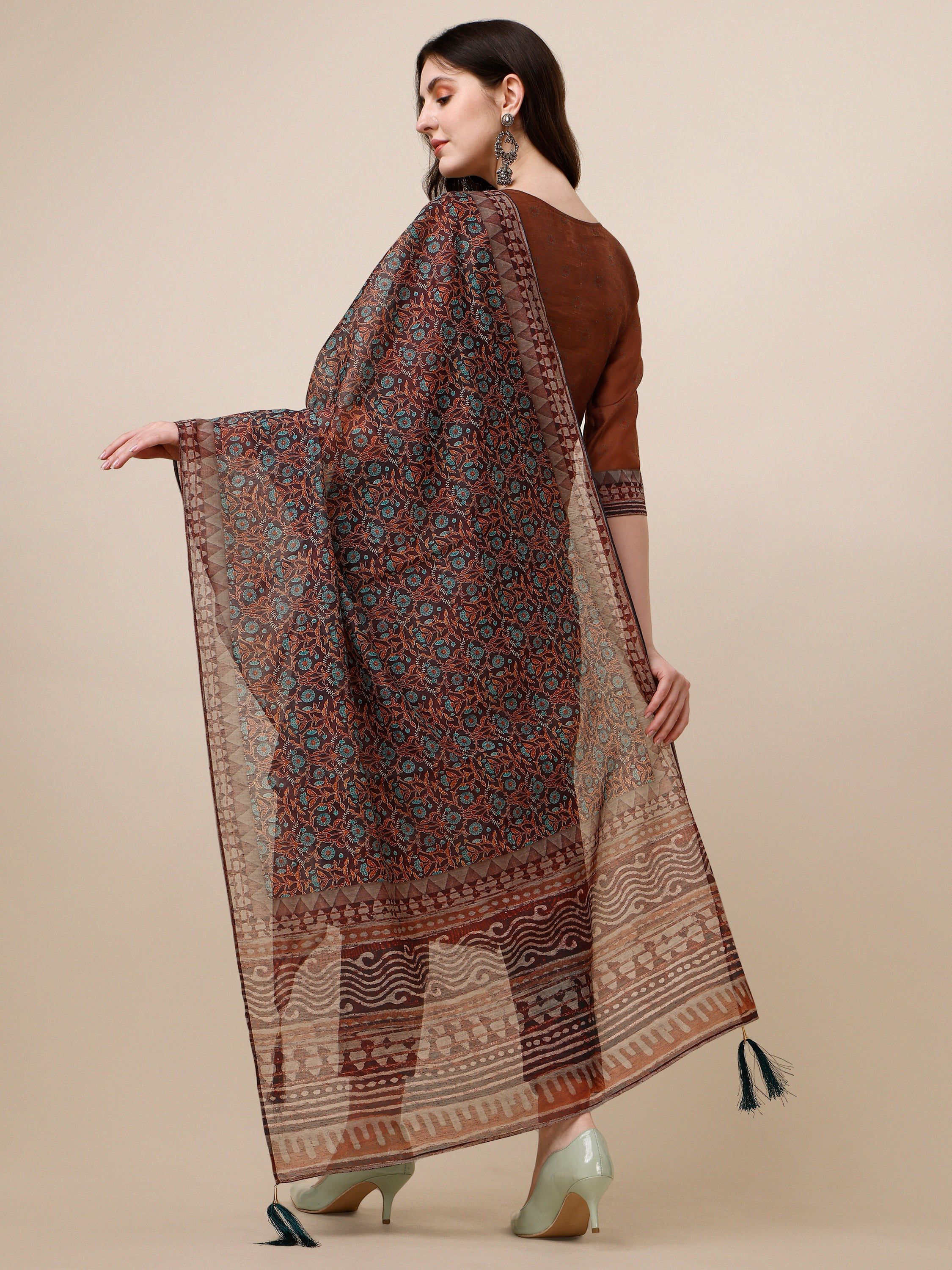 Kurta With Pant And Printed Dupatta Set, Multicolor - Hiral Fashion | Grocsy