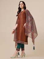 Kurta With Pant And Printed Dupatta Set, Multicolor - Hiral Fashion | Grocsy