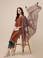 Kurta With Pant And Printed Dupatta Set, Multicolor - Hiral Fashion | Grocsy