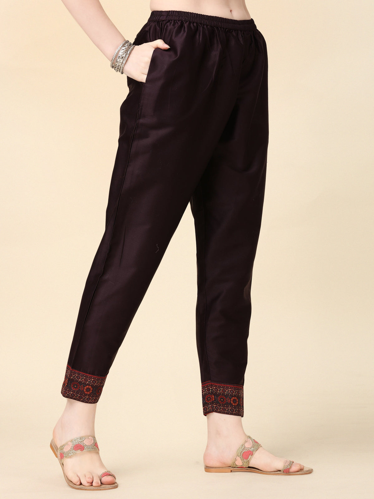 Hand Embroidered Kurta With Pant And Dupatta Set, Multicolor - Hiral Fashion | Grocsy