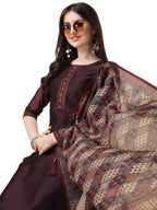 Hand Embroidered Kurta With Pant And Dupatta Set, Multicolor - Hiral Fashion | Grocsy