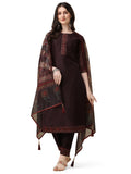 Hand Embroidered Kurta With Pant And Dupatta Set, Multicolor - Hiral Fashion | Grocsy