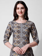 Printed Blue Kurta Pant & Dupatta Set, Multicolor - Hiral Fashion | Grocsy