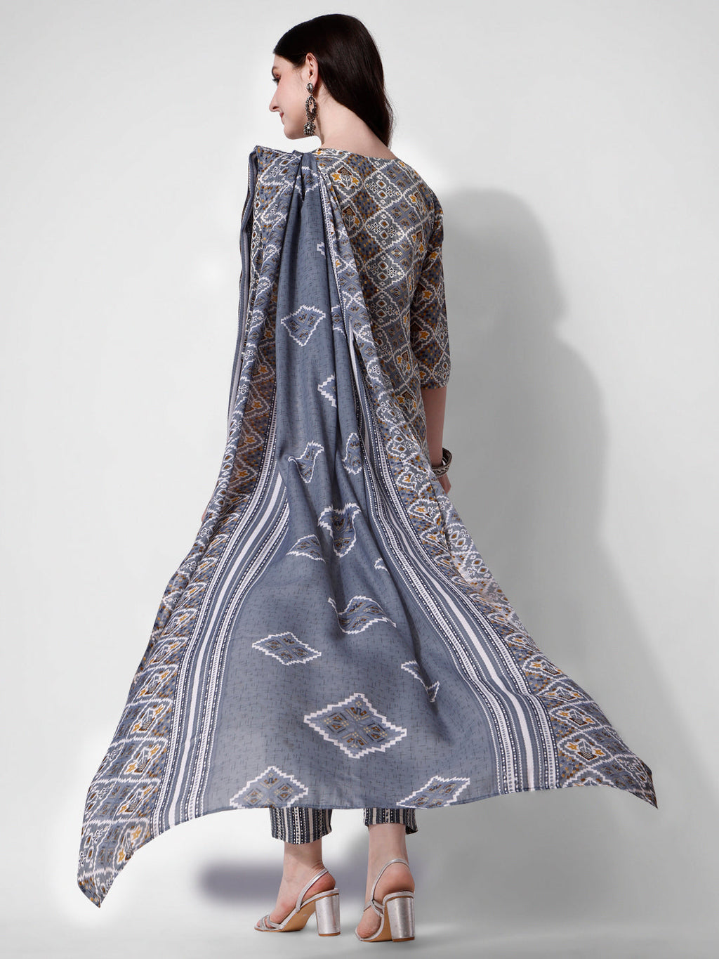 Printed Blue Kurta Pant & Dupatta Set, Multicolor - Hiral Fashion | Grocsy