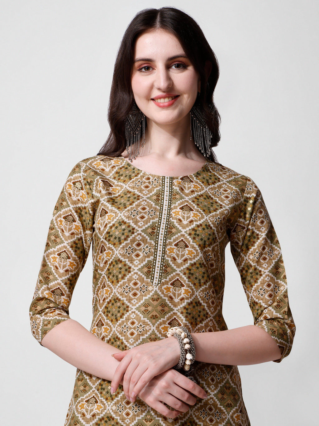 Printed Green Kurta Pant & Dupatta Set, Multicolor - Hiral Fashion | Grocsy